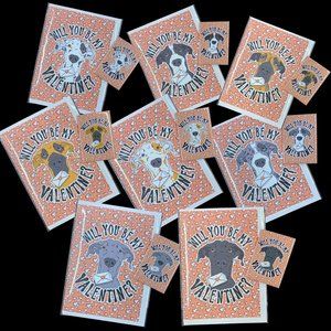 Great Dane Valentines Day Card Magnet Set Handmade - 8 Colors Avail